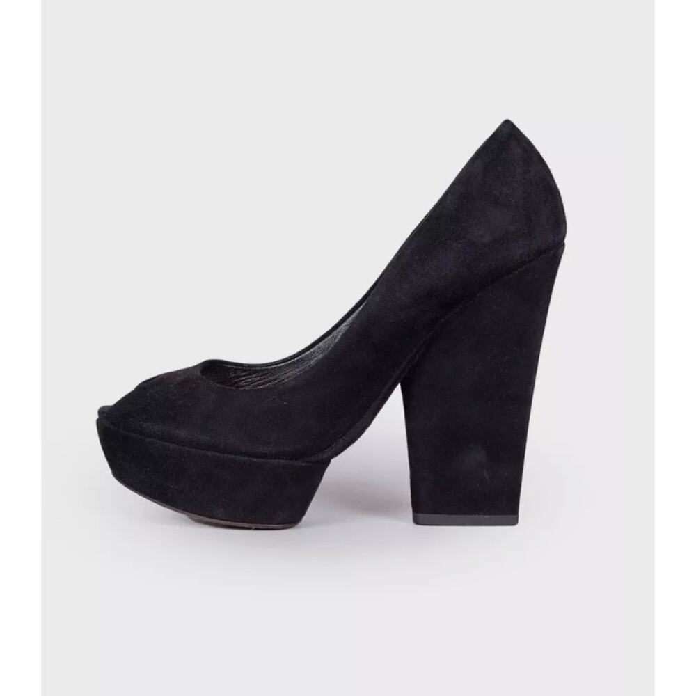 Christian Dior Black Suede Open Toe Pumps Sz.39.5